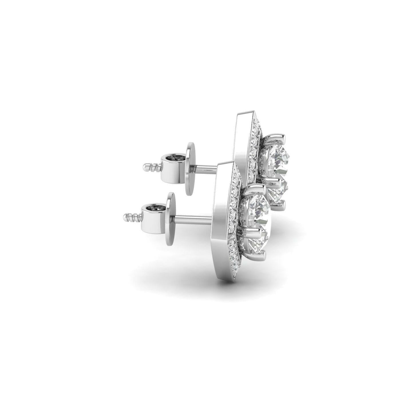 14K Gold Studded TW 3.08 Carat D Color VS1 Clarity Lab Grown Diamond Studs.